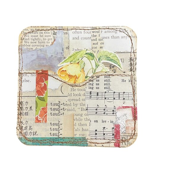 5 Handmade Bookmark Junk Journal Tags Sewn Vintage Style Scrapbook u D - Picture 4 of 7
